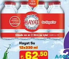 HAYAT SU 12X330 ML fiyat ve kampanya bilgisi